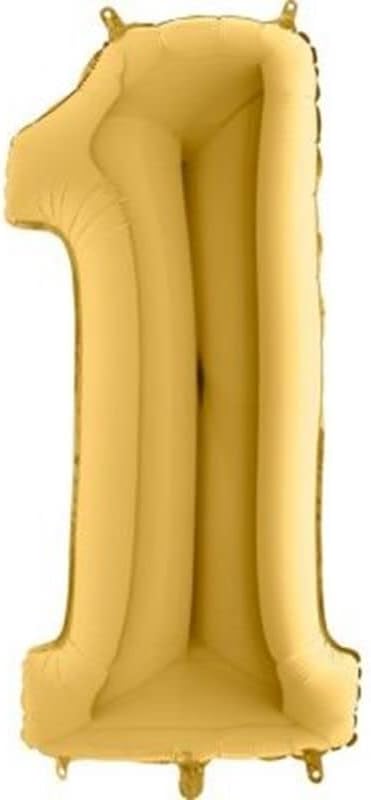 1 Rakamlı 16 İnç Gold Renk Folyo Balon 36 CM (Altın)
