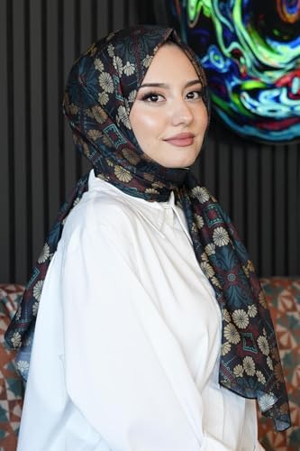 Çiçek Desen Koyu Yeşil Soft Pamuk Şal Çok Renkli9