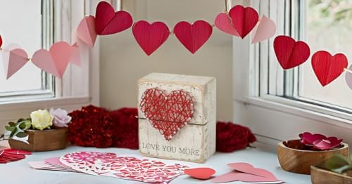 34248 Rustik Beyaz İp Sanat Kutusu Tabelası, 8,9 cm x 10,16 cm, Love You More