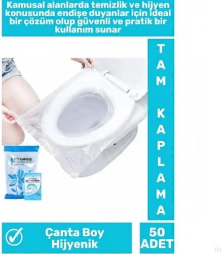 Alternative view of Tek Kullanımlık Klozet Kaplama Örtüsü – Hijyenik Taşınabilir Tuvalet Kapağı Koruyucu, Seyahat ve Kamusal Alanlar İçin, İnce ve Dayanıklı – 50 Adet