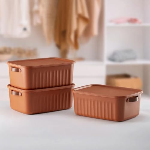 1 Adet Düzenleyici Kapaklı Kutu, Dekoratif Saklama Kutusu, Organizer (35cm*25cm*14cm) KİREMİT 10 LİTRE