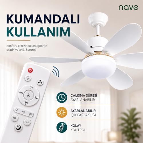 NAVE NV-TV10 IŞIKLI TAVAN VANTILATORU 6 KANAT