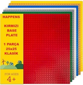 Classic Kırmızı Zemin Plaka, +4 Yaratıcı Oyuncak Yapım Seti (1 Parça) 25cmx25cm, Baseplate