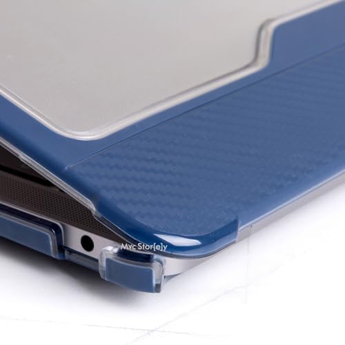 MacBook Air A1932 Uyumlu 13 İnç Outdoor Karbon Fiber Sert Kapak Darbe Emici Şeffaf Koruma Mavi - Görsel 3