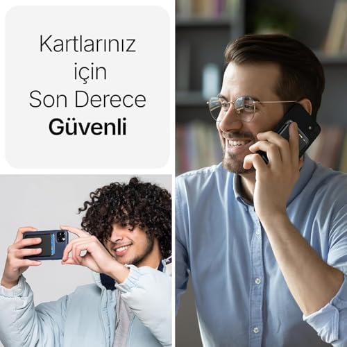 iPhone için Magsafe ile Uyumlu Cüzdan Manyetik Kartlık Yenilenmiş V2 Güçlü Mıktanıs ile Süper Yapışma ve Sağlam Tutuş (Mor, Modern)