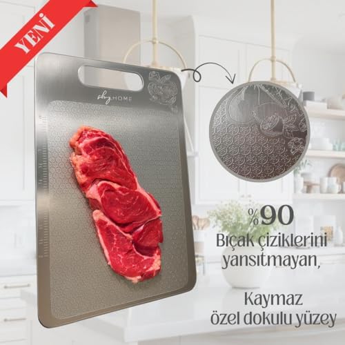 2'li Paslanmaz Çelik Kesme/Doğrama Tahtası Seti (Büyük Boy 23x34 cm ve Küçük Boy 20x30 cm)