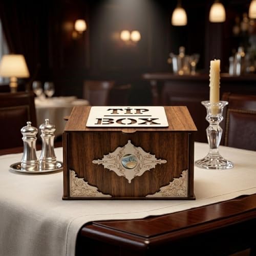 Alternative view of Ahşap Bahşiş Kutusu (Tip Box), Dekoratif Para Kutusu, Kilitli Tasarım, Kafe ve Restoran İçin