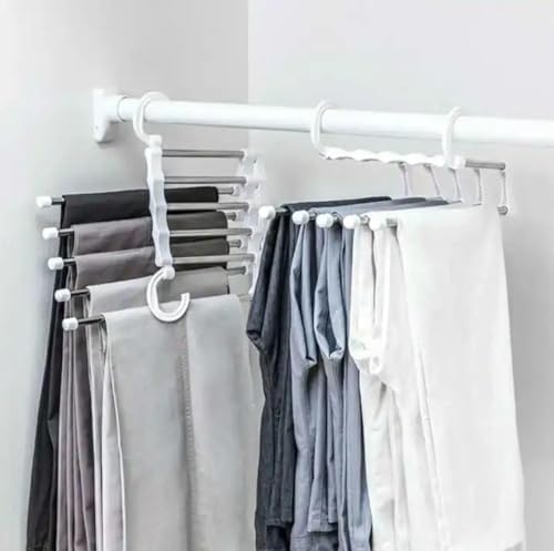 Alternative view of 2 Katlı Katlanabilir 5'li Pantolon Askısı,Pantolon,Kravat,Etek İçin Organizer Askı (Siyah)