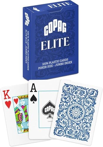 Copag Elite%100 Plastik Oyun Kartları, Poker Boyu Jumbo Endeks Tek Deste, Mavi - Görsel 2