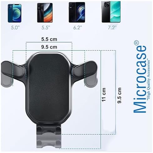 Microcase 360 Derece Dönebilir Araç İçi Izgaralıktan Otomatik Kavramalı Metal Kelepçeli Telefon Tutucu - AL3738 - Görsel 2