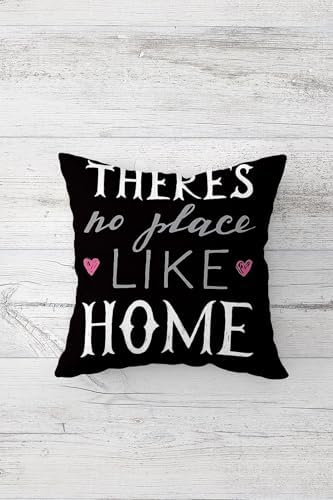 Alternative view of Home  Yazılı Gizli Fermuarlı Kırlent Kılıfı Koltuk Yastık Kılıfı Takım(4ADET), Pembe-Siyah-Beyaz 45 x 45