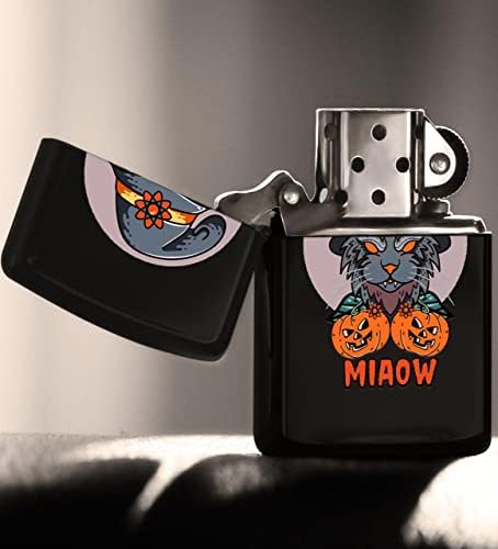 Happy Halloween Tasarımlı Renkli Baskılı Siyah Benzinli Metal Çakmak