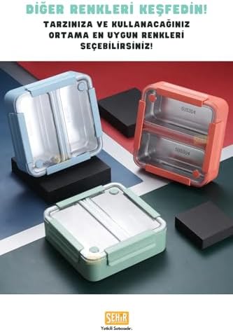Alternative view of 1100ml Lunchbox Tek Katlı 2 Bölmeli Paslanmaz Çelik Sefer Tası Yemek Kutusu (Yeşil)