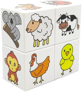 Ece'nin Mini Hayvanat Bahçesi, 24 Sevimli Hayvan Figürü - 1 yaş oyuncak - bebek oyuncakları - 4 Manyetik Küp/Blok - Görsel 2