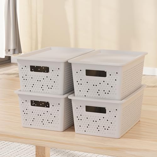 Seul Çok Amaçlı Kapaklı Saklama Kutusu - Şık ve Dekoratif Dolap İçi Organizer Düzenleyici (4 L / 12 L / 20 L Boy Seçenekli) 3 Renk (BEYAZ, 4 LİTRE) - Görsel 2