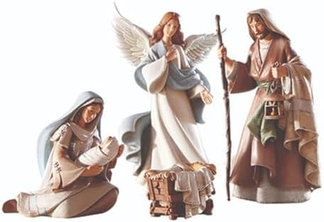 Avalon Gallery Noel için Doğum Setleri - Kapalı Bethlehem Geceleri Doğum Sahnesi, 5 Parça, Kutsal Aile