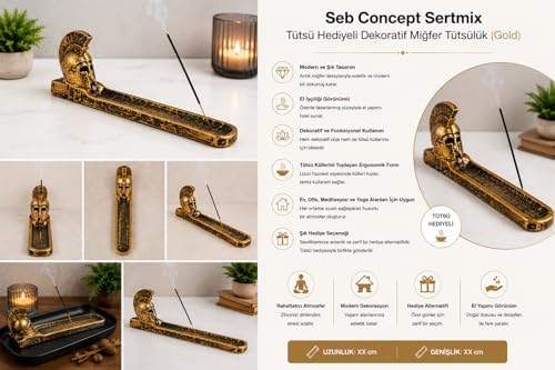 Seb Concept Sertmix Tütsü Hediyeli Dekoratif Miğfer Tütsülük (Gold)