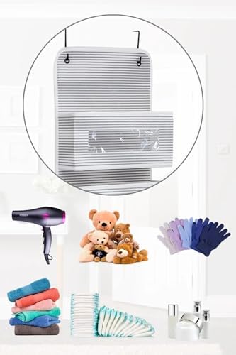 6 Katlı Kapı Arkası Düzenleyici Raf Bebek Eşyası Çocuk Odası Banyo Organizer (Gri - Beyaz Çizgili) - Görsel 3