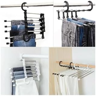 Pantolon Askısı Hareketli Dolap İçi 2 Katlı Katlanabilir 5'li,Pantolon,Kravat,Etek,Şal,Elbise İçin Organizer Askı