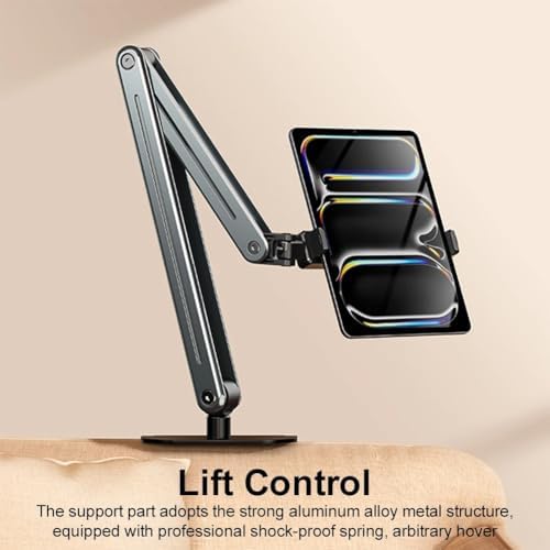 Profesyonel iPad ile Uyumlu Tablet 12.9 inçe kadar Uyumlu Telefon Tutucu Yüksekliği Ayarlanabilir Kol Ve Kendinden Açısı Ayarlanabilir 3 Eklemli 360 Derece Siyah Renk P96T (P96T) - Görsel 3