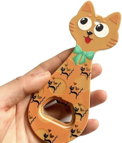 Alternative view of Miyav Kedi Mıknatıslı Şişe Kapak Açacağı, Kedili Açacak Buzdolabı Magnet Turuncu, 5.5x14 cm, Seramik Kaplama