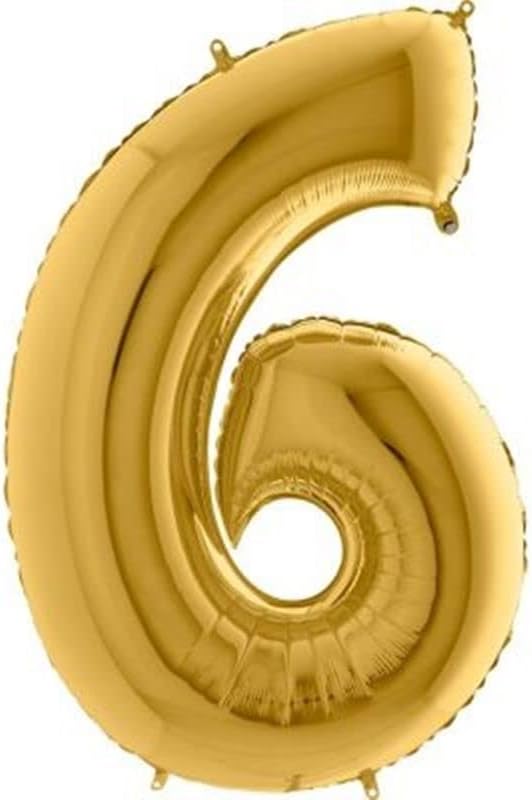 6 Rakamlı 16 İnç Gold Renk Folyo Balon 36 CM (Altın)