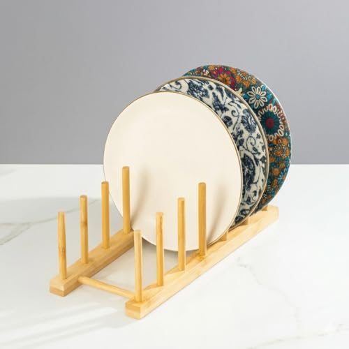 Alternative view of Bambu Tabaklık Kurutmalık – Ahşap Tabak Düzenleyici Stand, Katlanabilir Bulaşıklık, Tabak Kapak Bardak Organizer (Doğal Bambu)