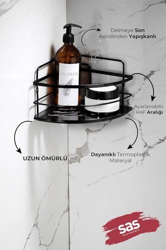 Yapışkanlı Ömür Boyu Paslanmaz Kristal Ayarlanabilir Raf Banyo Düzenleyici Şampuanlık LK-01 SS