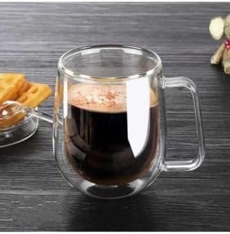 Alternative view of 2 Adet 250 ML Çift Cidarlı Isı Yalıtımlı Kulplu Cam Şeffaf Kupa MIT1009