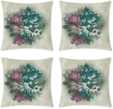 Alternative view of Dijital Baskı Bitki ve Yaprak Desenli Dekoratif Yastık Kılıfı 45x45 cm – Fermuarlı, Yıkanabilir, Modern Doğal Tasarım, 4’lü Set – İç Yastık Dahil Değildir