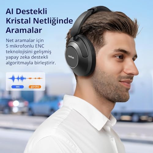 Earfun Wave Pro Kulak Üstü Bluetooth Kulaklık - ANC - 80 Saate Kadar Pil Ömrü - Siyah (Earfun Türkiye Garantili)