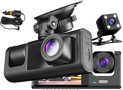 H309 Full Hd 1080P Üç Kameralı Araç Içi Kamera Araba Güvenlik Kamerası Gece Görüşü Ön Geri iç Kayıt IR LED