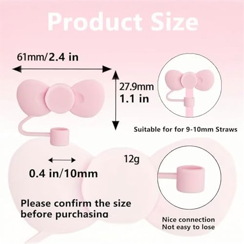 1 Adet Uyumlu Pembe Fiyonklu Pipet Tıpası Silikon Toz Kapağı, Estetik Bardak Aksesuarı, 9-10mm Pipetler için Uygun - Görsel 3