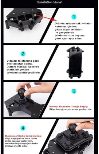 Apera GA34 Motosiklet Bisiklet Telefon Tutucu İster Ayna İster Gidon Tuttur İkisi Bir Arada Şok Emici Damperli