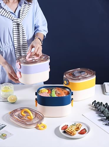 Alternative view of Beslenme Kutusu İki Katlı - Paslanmaz Çelik - 1900ml Yeni Nesil Beslenme Kabı Lunch Box (Mavi)