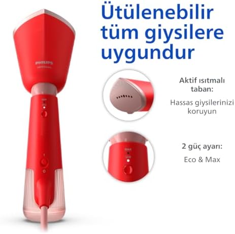 5000 Serisi El Tipi Buharlı Düzleştirici, 24 g/dk'ya kadar kesintisiz buhar, Taşınabilir Dikey Ütü, STH5020/40