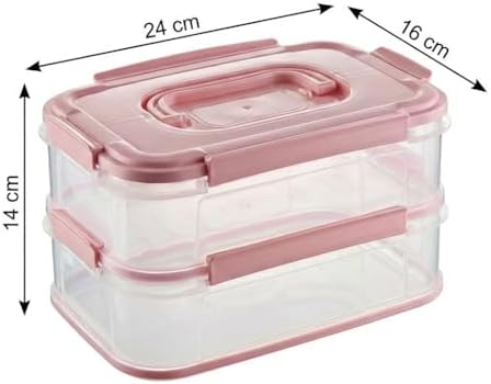2x1,8 L Çift Katlı Plastik Yemek Taşıma Kutusu 3,6 L Saklama Kabı Sızdırmaz Contalı Şeffaf Kilitli Sefer Tası Beslenme Kabı Lunch Box Erzak Kabı (1 Adet) - Görsel 3