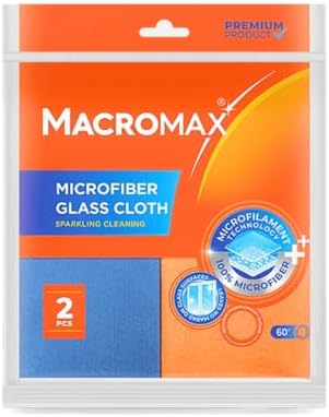 Macro Max Mikrofiber Cam Bezi 2'li Set, Mikrofilament Teknolojisi ile Leke ve İz Bırakmaz Ayna Bezi