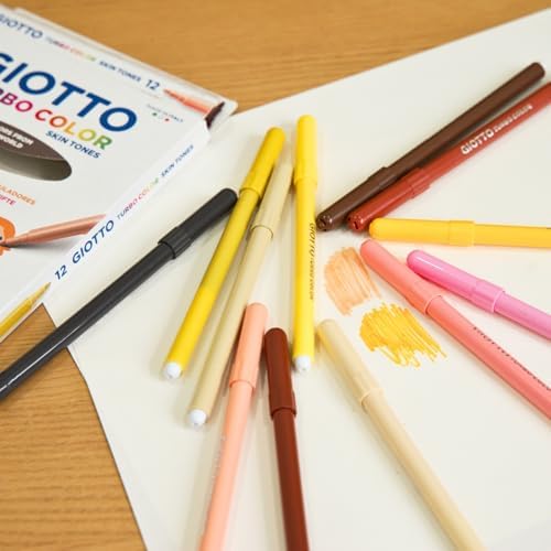 Alternative view of GIOTTO Turbocolor keçeli kalemler, ince uçlu, 2,8 mm, 12 ten rengi, çocuklar, partiler ve okullar için ideal