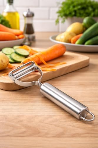 Premium Paslanmaz Çelik Çok Amaçlı Sebze Soyucu, Patates, Havuç, Salatalık ve Meyveler İçin Ergonomik Y-Şekilli Bıçaklı Soyacak, Dayanıklı, Keskin,