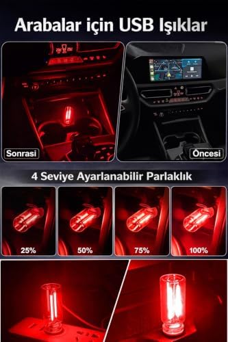 Alternative view of Neo Vista Kırmızı USB LED Gece Lambası, Cam Tüp, Dokunmatik, Mini Taşınabilir, USB Güç Kaynağı, Dim Edilebilir