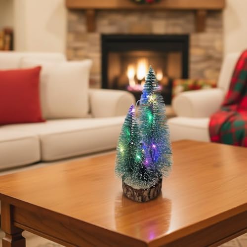 1 Adet RGB Işıklı Mini Yılbaşı Ağacı Masaüstü Aydınlatma Dekoratif Hediyelik Noel Pilli Çam Ağaç Yılbaşı Süsü 20cm (20cm)