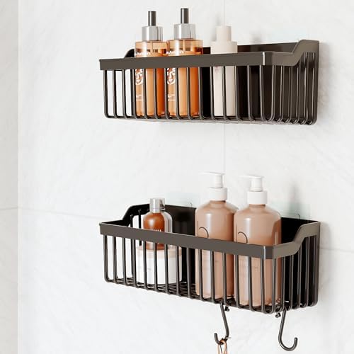 Banyor Yapışkanlı Banyo Rafı, 2'li Banyo Düzenleyici, Duş Rafı Organizer Şampuanlık, Duşakabin Rafı, Banyo Organizeri, Banyo Askısı Plastik - Görsel 3