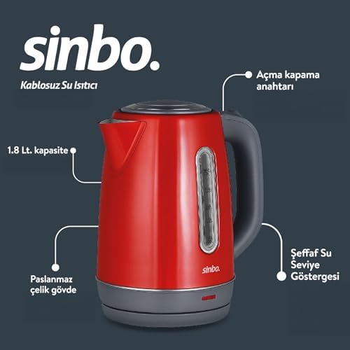 Alternative view of SK-8031 Su Isıtıcı Kettle – Paslanmaz Çelik, 1.8 L, Inox, Otomatik Kapanma (Açık Gri)