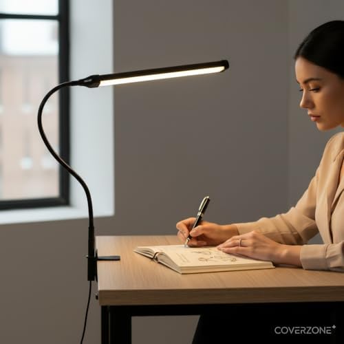 Led Masa Lambası – 12W USB Güç Girişli, Esnek Kol, Klipsli Tasarım, 3 Renk Sıcaklığı (2800K/4200K/6000K), Kısılabilir Dimmer Anahtarlı | Siyah 555