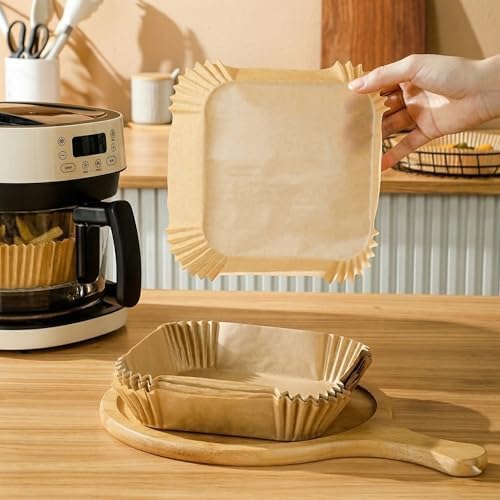 Kare Airfryer Pişirme Kağıdı, Yağ Geçirmez ve Yapışmaz Tek Kullanımlık, Yüksek Isıya Dayanıklı, Hava Fritözü ile Uyumlu, Pratik ve Hijyenik Mutfak Yardımcı Pişirme Kağıdı Seti, 50 Adet - Görsel 3