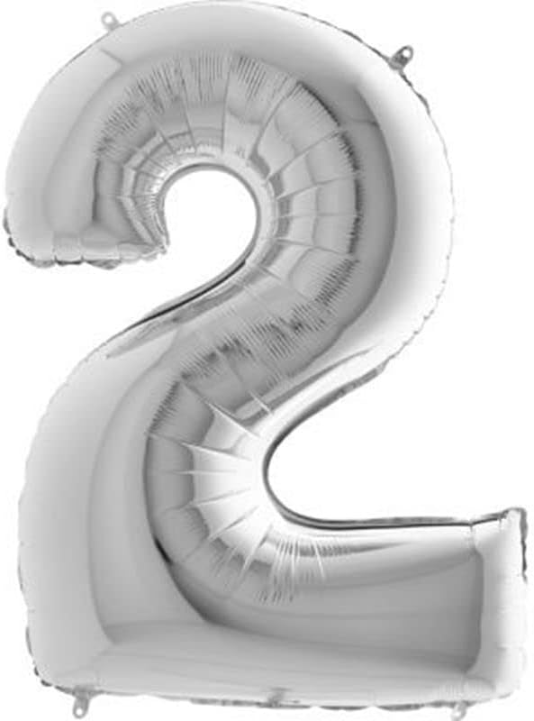 2 Rakamlı 16 İnç Gümüş Renk Folyo Balon 36 CM (Gümüş)