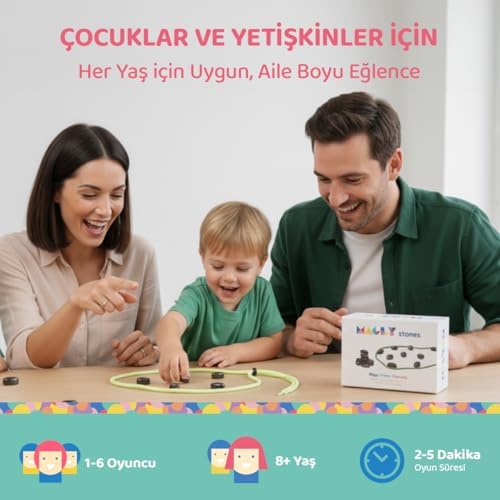 Stones Manyetik Taş Oyunu – Çocuklar ve Yetişkinler için 24 Parça Manyetik Satranç Seti - Görsel 3