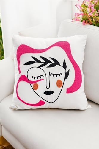 Bohem 45X45 Özel Tasarım Punch Panç Süzene Desen Dekoratif Kırlent Kılıfı Modern Beyaz 50