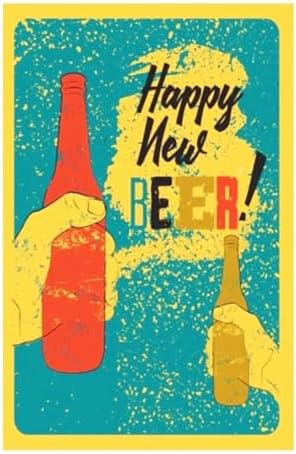 Alternative view of Kuşe Kağıt Duvar Posteri Happy New Beer Retro Vintage Drtr0032